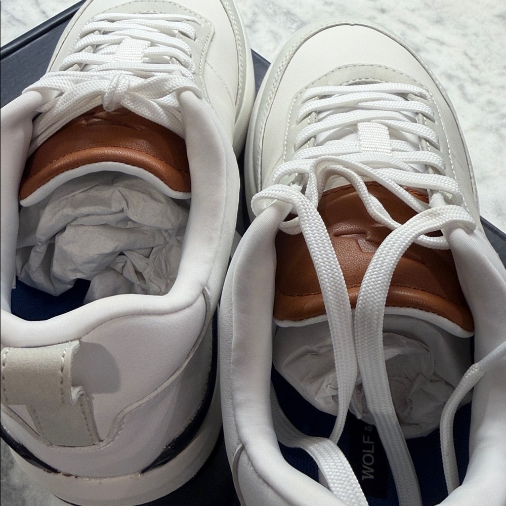 Wolf & Shepherd Women’s Baller Sport Sneakers - White/Cream Leather - Size 9 - Picture 3 of 9